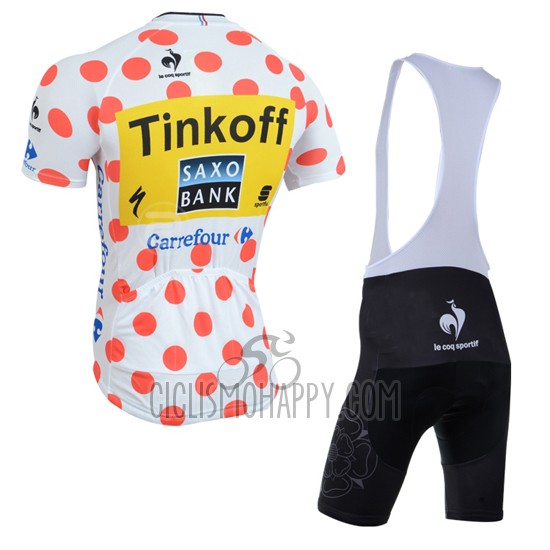 Tour de France Cycling Jersey Bib Short 2014 Men Short Sleeve Saxobank Lider White and Red